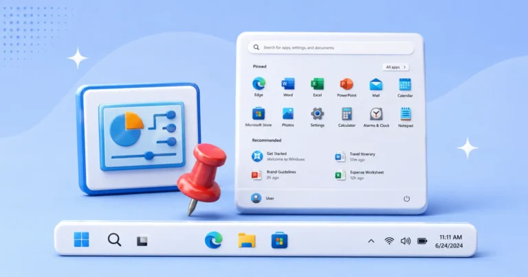 Pinning the Control Panel in Windows 11.