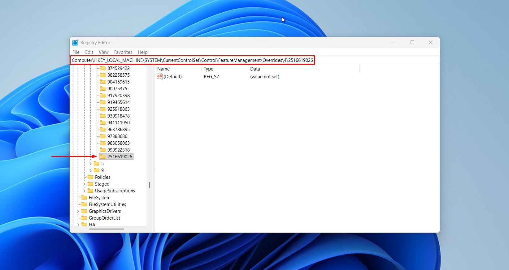 Creating a new key in the registry.