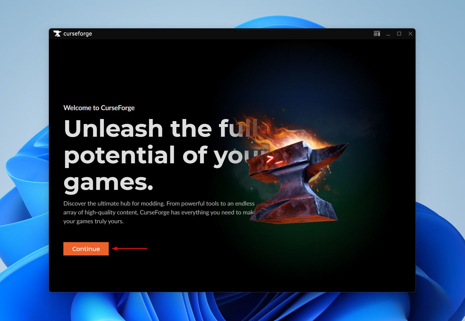 CurseForge splash screen.