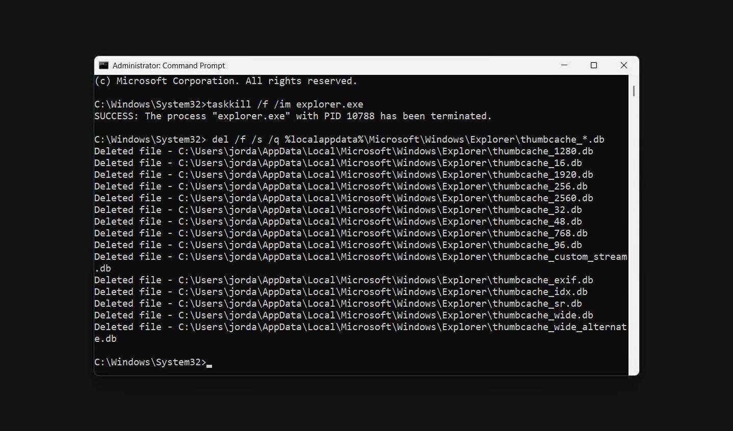 Deleting the thumbnail cache files.