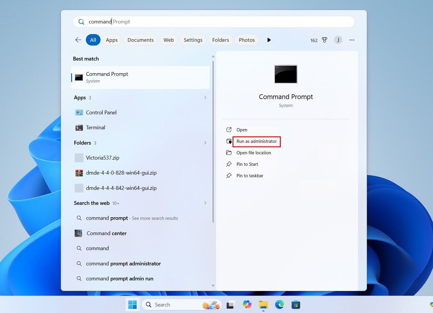 Opening Command Prompt.