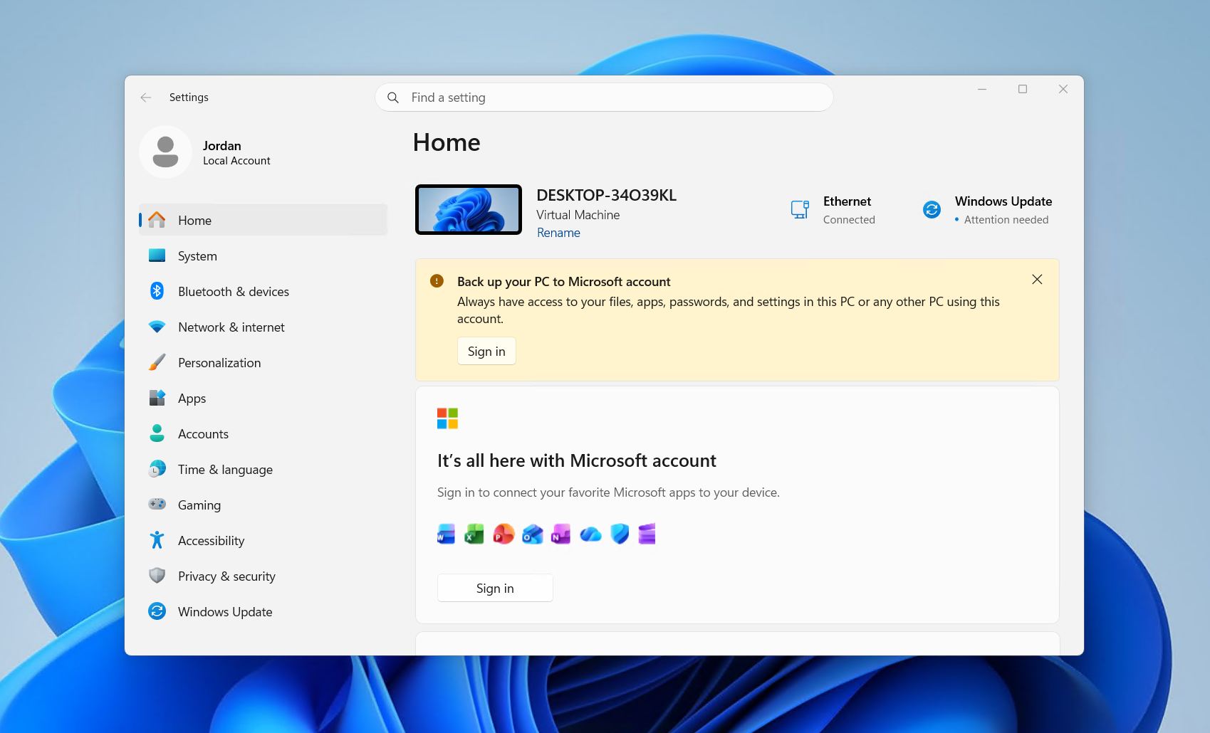 Opening Windows Settings.