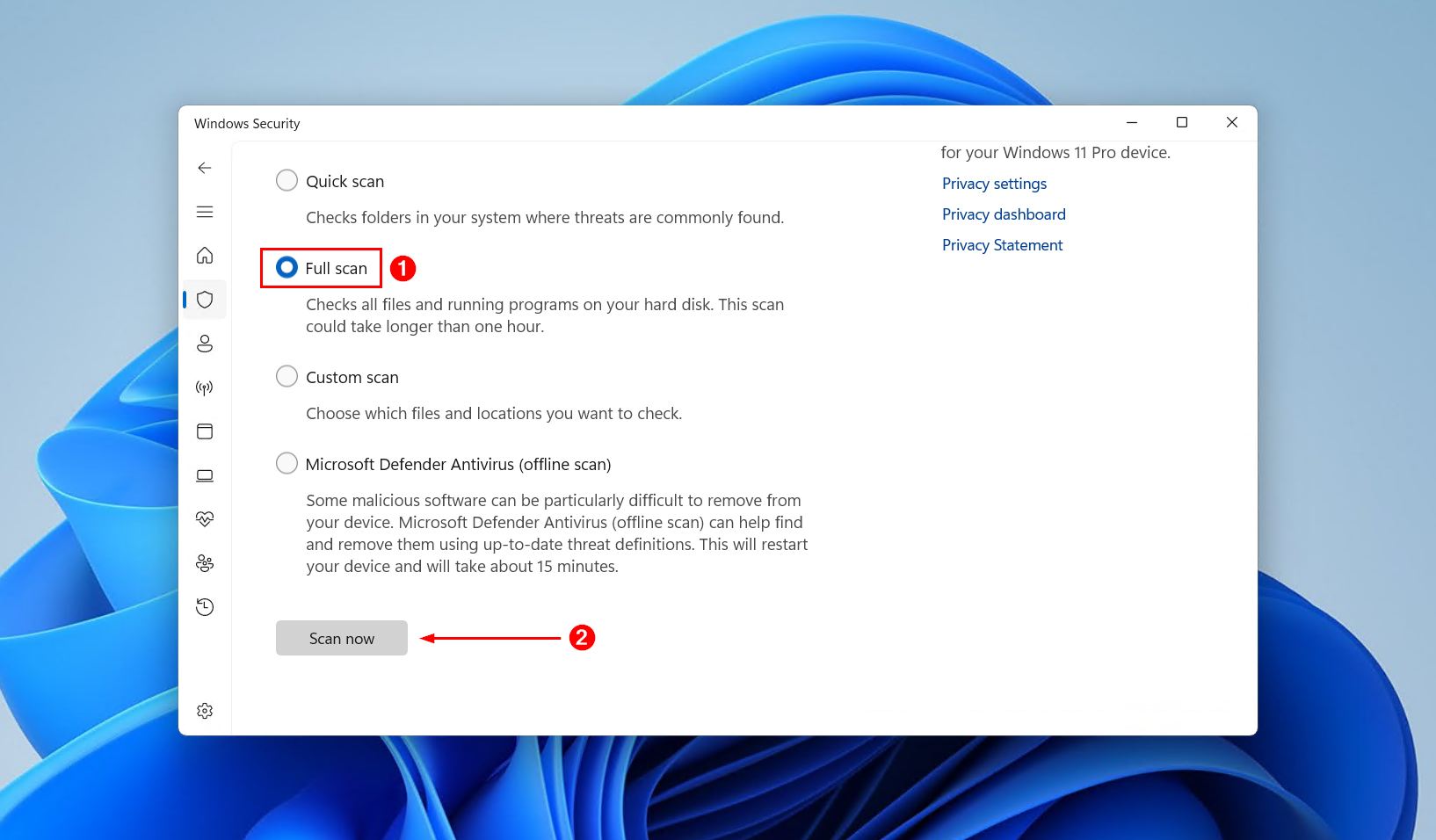 Running a full antivirus scan.