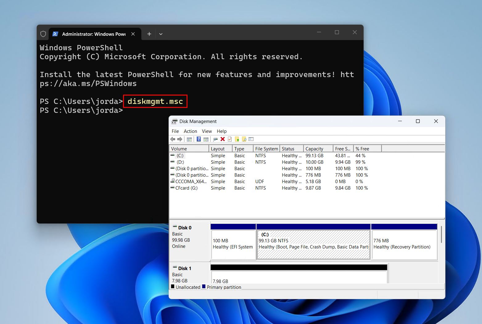 Opening Disk Management via Terminal