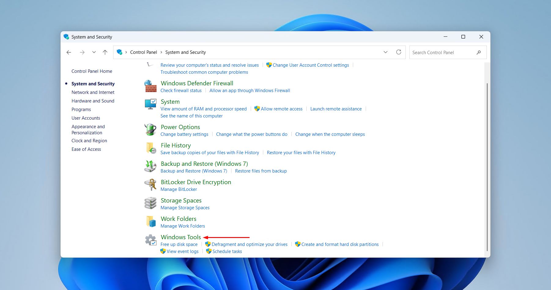 Opening Windows Tools