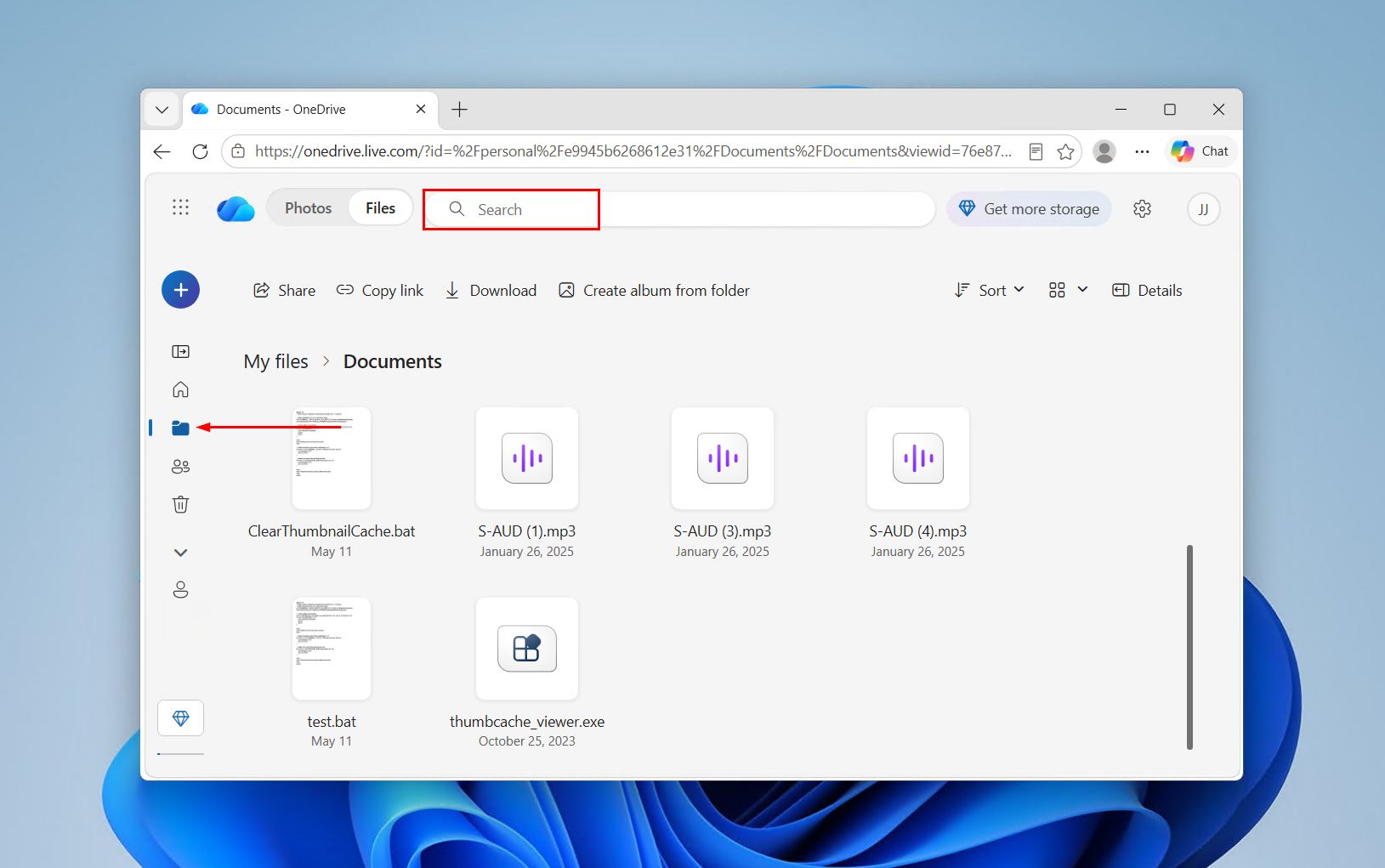 Finding the OneDrive file.