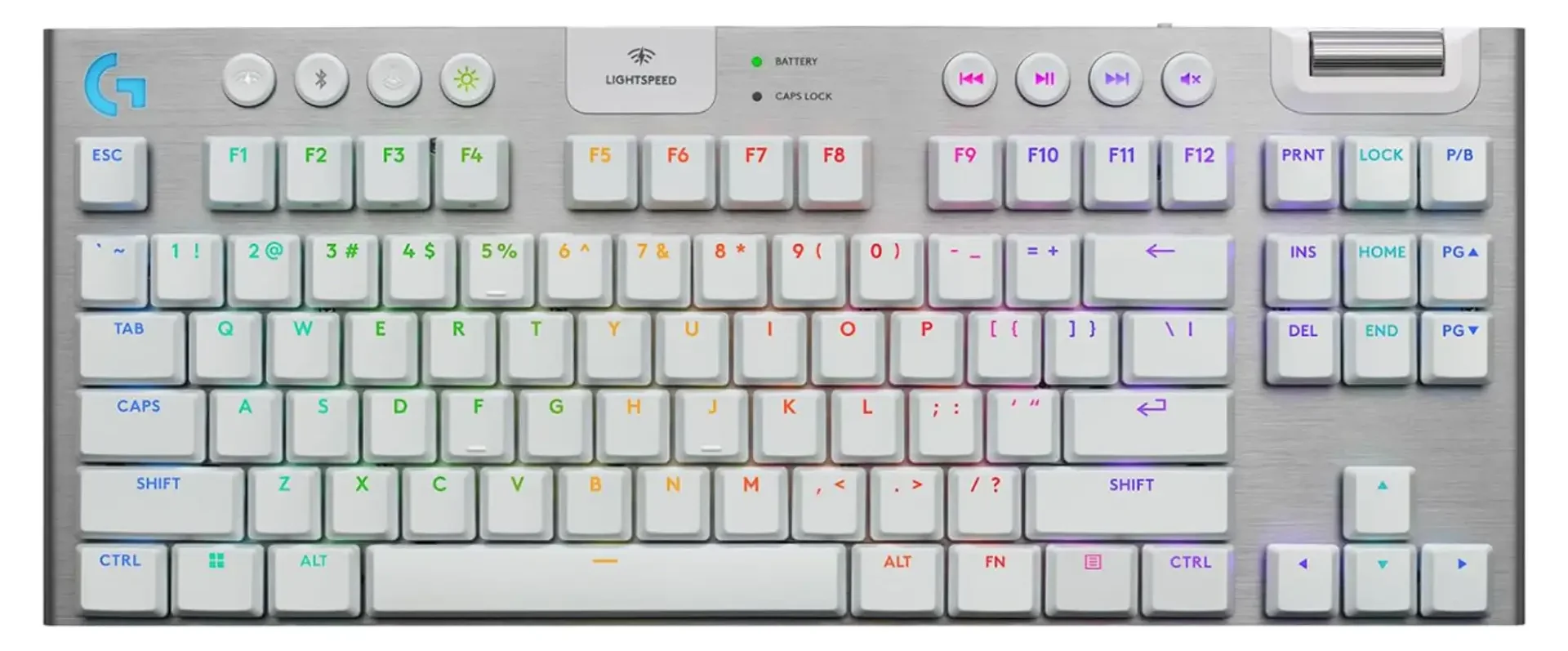 Logitech G915 X Lightspeed TKL low-profile wireless gaming keyboard in white
