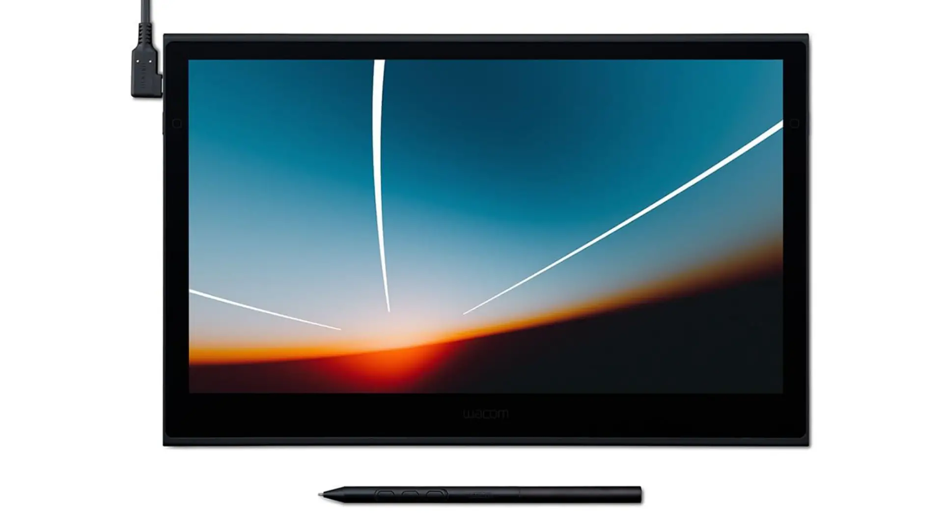 Wacom Movink 13 portable OLED pen display shown from the side to give a sense of its thickness